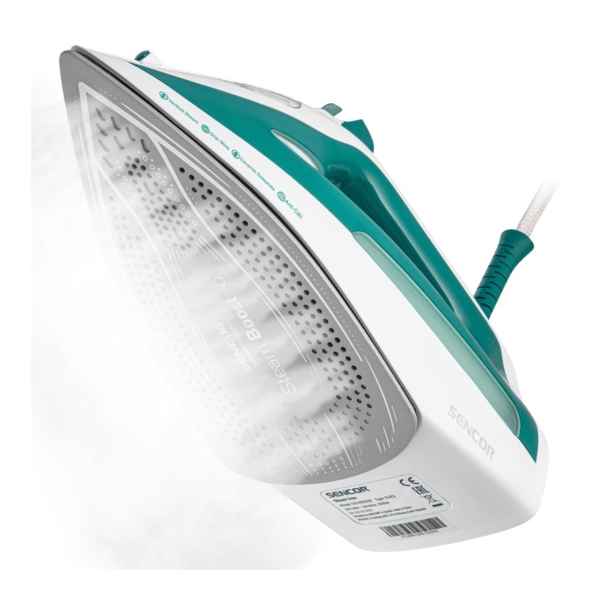 Sencor - Парна ютия 2600W/230V тюркоаз/бяла