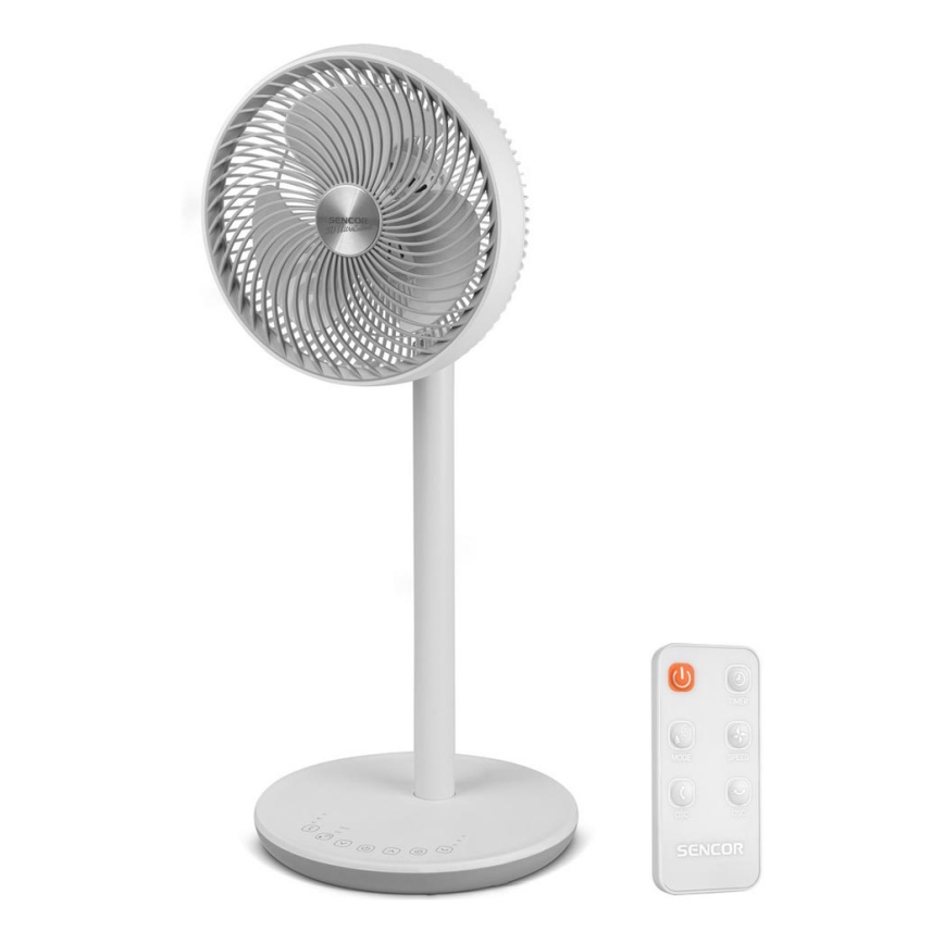 Sencor - Подов вентилатор 3D UltraSilent 26W/230V бял + дистанционно управление