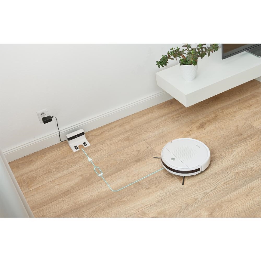 Sencor - Прахосмукачка робот с моп 2в1 18W/1500 mAh бял + дистанционно управление