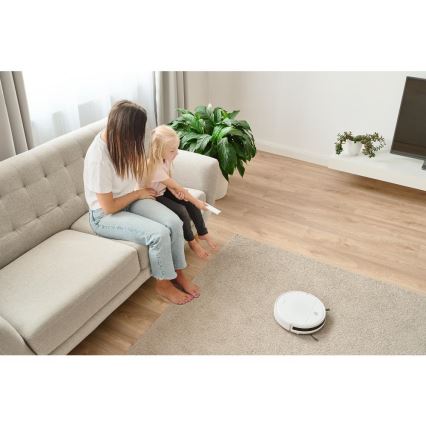 Sencor - Прахосмукачка робот с моп 2в1 18W/1500 mAh бял + дистанционно управление