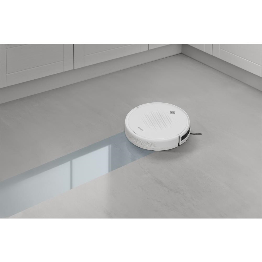 Sencor - Прахосмукачка робот с моп 2в1 18W/1500 mAh бял + дистанционно управление