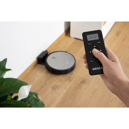 Sencor - Прахосмукачка робот с моп 2в1 25W 2600 mAh черна/сребриста + дистанционно