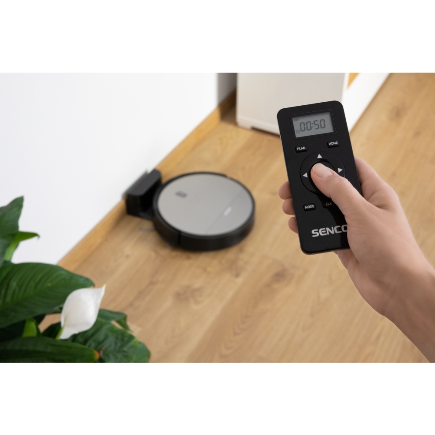 Sencor - Прахосмукачка робот с моп 2в1 25W 2600 mAh черна/сребриста + дистанционно