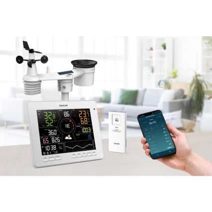 Sencor - Професионална метеостанция с цветен LCD дисплей 5V 1xCR2032 + 3xAA + 2xAA Wi-Fi Tuya