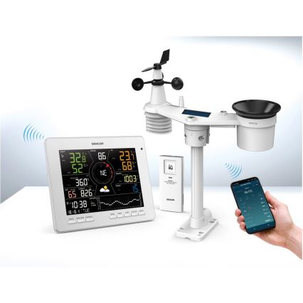 Sencor - Професионална метеостанция с цветен LCD дисплей 5V 1xCR2032 + 3xAA + 2xAA Wi-Fi Tuya