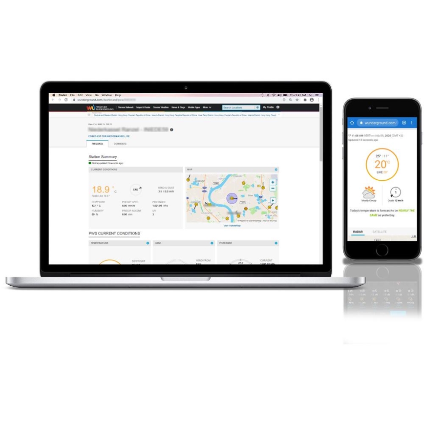 Sencor - Професионална метеостанция с цветен LCD дисплей 5V 1xCR2032 + 3xAA + 2xAA Wi-Fi Tuya