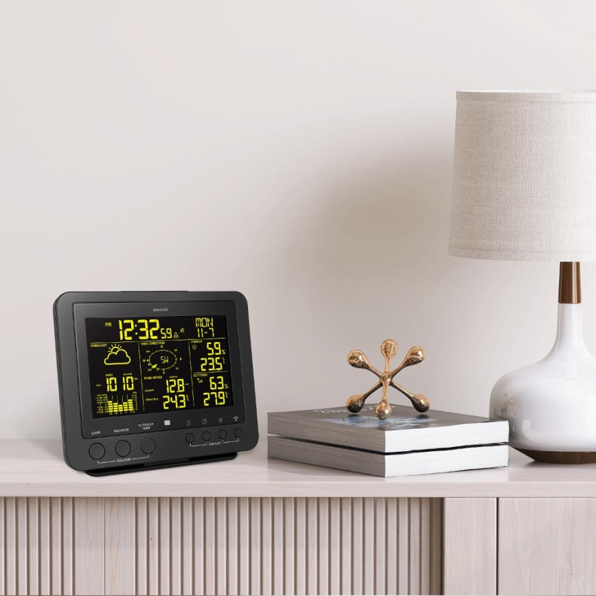 Sencor - Професионална метеорологична станция с цветен LCD дисплей 5V/1xCR2032 + 3xAA