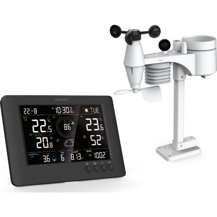 Sencor - Професионална метеостанция с цветен LCD дисплей и будилник 5V/1xCR2032 + 3xAA