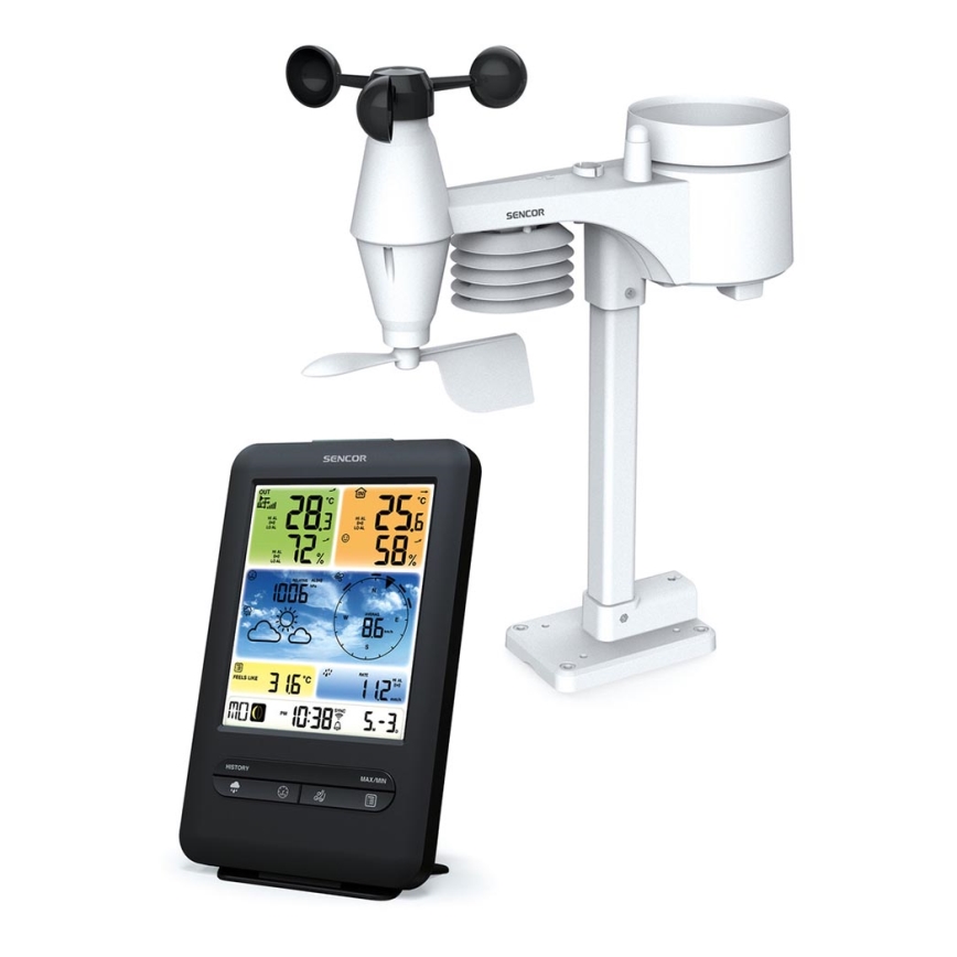 Sencor - Професионална метеорологична станция с цветен LCD дисплей 1xCR2032 + 3xAA Wi-Fi