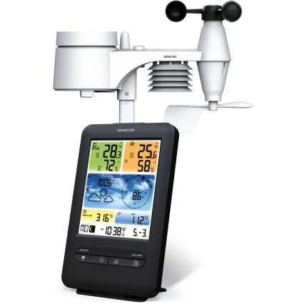 Sencor - Професионална метеорологична станция с цветен LCD дисплей 1xCR2032 + 3xAA Wi-Fi