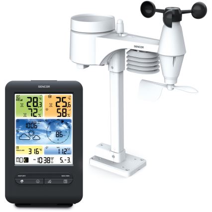 Sencor - Професионална метеорологична станция с цветен LCD дисплей 1xCR2032 + 3xAA Wi-Fi
