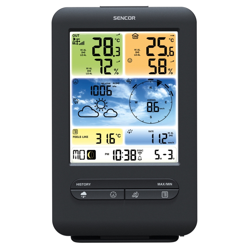 Sencor - Професионална метеорологична станция с цветен LCD дисплей 1xCR2032 + 3xAA Wi-Fi