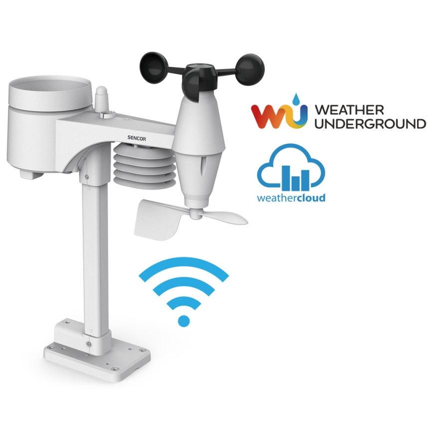 Sencor - Професионална метеорологична станция с цветен LCD дисплей 1xCR2032 + 3xAA Wi-Fi