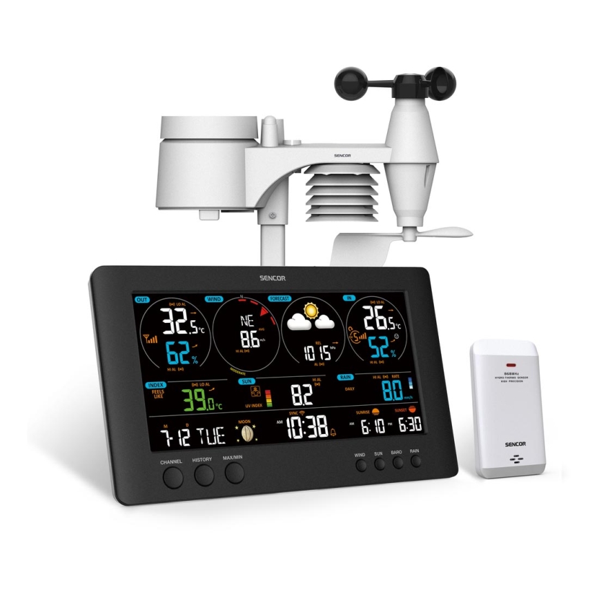 Sencor - Професионална метеорологична станция с цветен LCD дисплей 1xCR2032 Wi-Fi