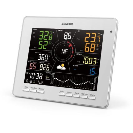 Sencor - Професионална метеорологична станция с цветен LCD дисплей 5V 1xCR2032 + 3xAA + 2xAA Wi-Fi Tuya