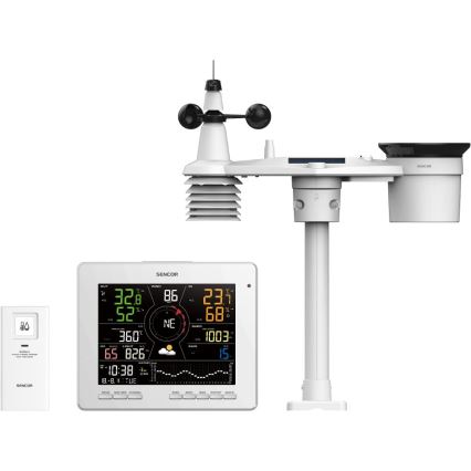 Sencor - Професионална метеорологична станция с цветен LCD дисплей 5V 1xCR2032 + 3xAA + 2xAA Wi-Fi Tuya