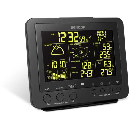 Sencor - Професионална метеорологична станция с цветен LCD дисплей 5V/1xCR2032 + 3xAA