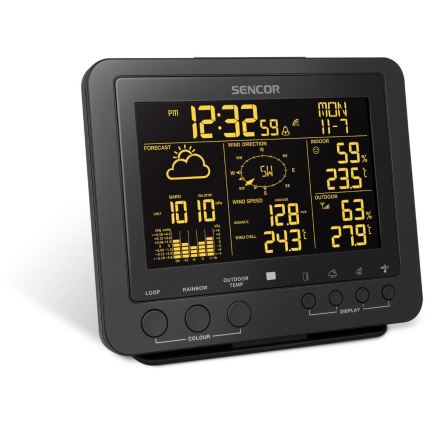 Sencor - Професионална метеорологична станция с цветен LCD дисплей 5V/1xCR2032 + 3xAA