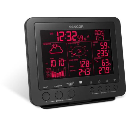 Sencor - Професионална метеорологична станция с цветен LCD дисплей 5V/1xCR2032 + 3xAA