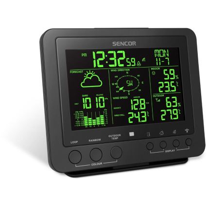 Sencor - Професионална метеорологична станция с цветен LCD дисплей 5V/1xCR2032 + 3xAA