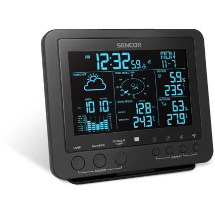 Sencor - Професионална метеорологична станция с цветен LCD дисплей 5V/1xCR2032 + 3xAA