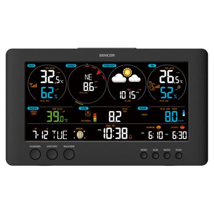 Sencor - Професионална метеорологична станция с цветен LCD дисплей 5V/1xCR2032 + 3xAA Wi-Fi