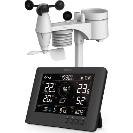 Sencor - Професионална метеорологична станция с цветен LCD дисплей и будилник 5V/1xCR2032 + 3xAA
