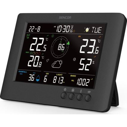 Sencor - Професионална метеорологична станция с цветен LCD дисплей и будилник 5V/1xCR2032 + 3xAA