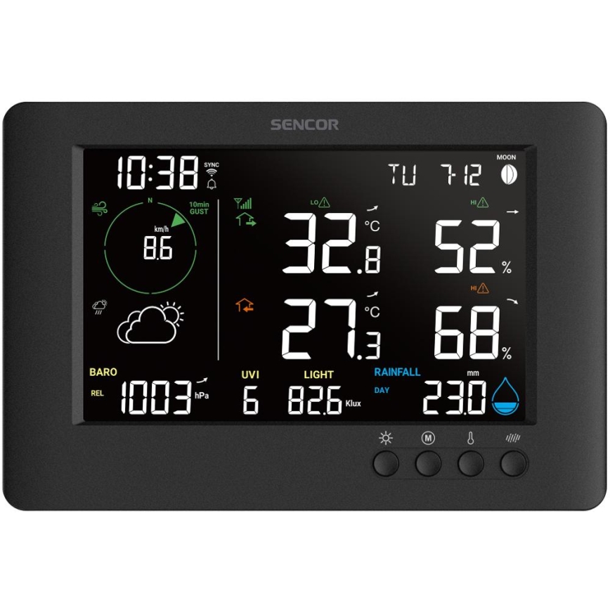 Sencor - Професионална метеорологична станция с цветен LCD дисплей и будилник 5V/1xCR2032 + 3xAA Wi-Fi
