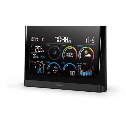 Sencor - Професионална метеорологична станция с цветен LCD дисплей и будилник 5V/3xAAA + 3xAA