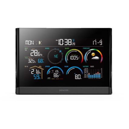 Sencor - Професионална метеорологична станция с цветен LCD дисплей и будилник 5V/3xAAA + 3xAA