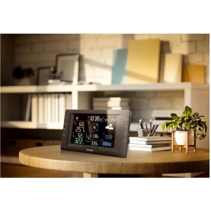 Sencor - Професионална метеостанция с цветен LCD дисплей и будилник 5V/1xCR2032 + 3xAA