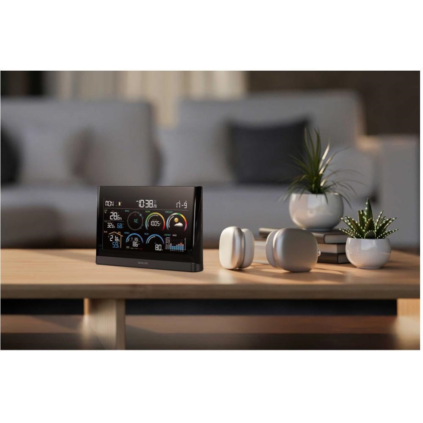 Sencor - Професионална метеостанция с цветен LCD дисплей и будилник 5V/3xAAA + 3xAA