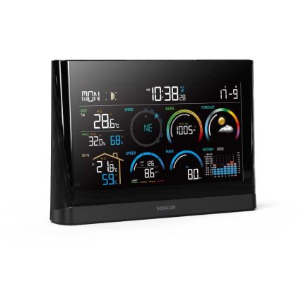 Sencor - Професионална метеостанция с цветен LCD дисплей и будилник 5V/3xAAA + 3xAA