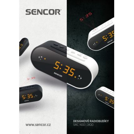 Sencor - Радио будилник с LED дисплей и проектор 5W/230V 1xCR2032 бял