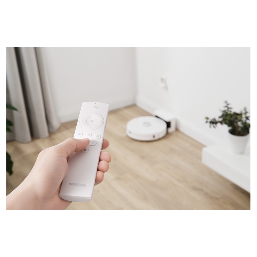 Sencor - Робот-прахосмукачка с моп 2 в 1, 50 W / 5000 mAh, Wi‑Fi, бяла, с дистанционно управление