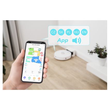 Sencor - Робот-прахосмукачка с моп 2 в 1, 50 W / 5000 mAh, Wi‑Fi, бяла, с дистанционно управление