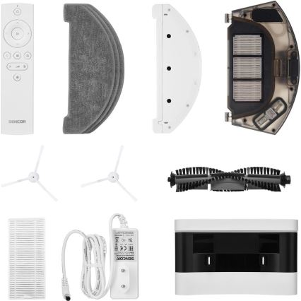 Sencor - Робот-прахосмукачка с моп 2 в 1, 50 W / 5000 mAh, Wi‑Fi, бяла, с дистанционно управление