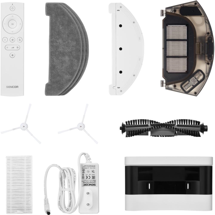 Sencor - Робот-прахосмукачка с моп 2 в 1, 50 W / 5000 mAh, Wi‑Fi, бяла, с дистанционно управление