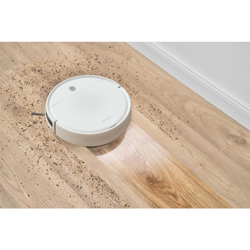 Sencor - Роботизиран прахосмукач с функция моп 2в1 18W/1500 mAh бял + дистанционно управление