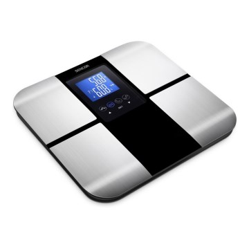 Sencor - Смарт фитнес кантар с LCD дисплей 2xCR2032 неръждаема стомана/черен