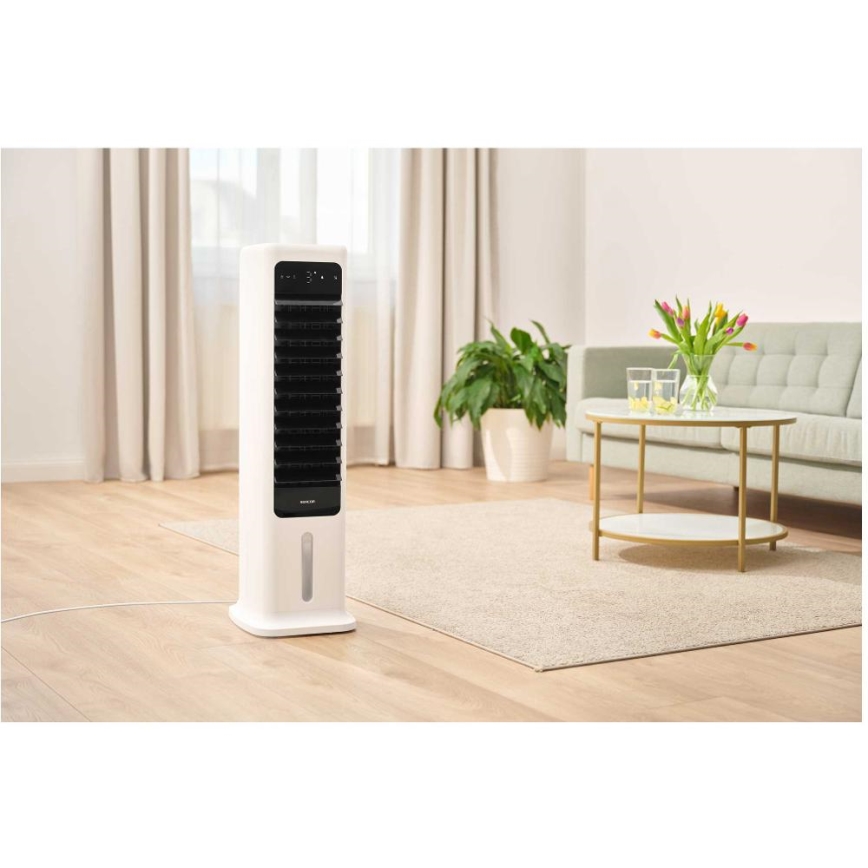 Sencor - Смарт мобилен охладител за въздух 60W/230V Wi-Fi бял + дистанционно управление