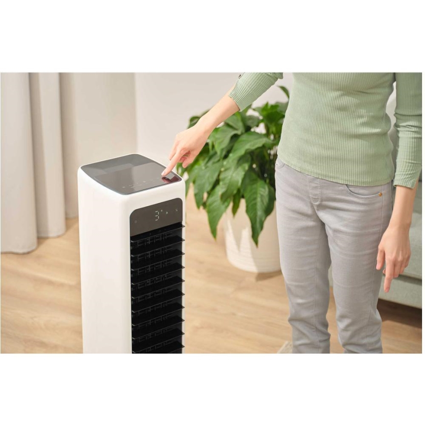 Sencor - Смарт мобилен охладител за въздух 60W/230V Wi-Fi бял + дистанционно управление