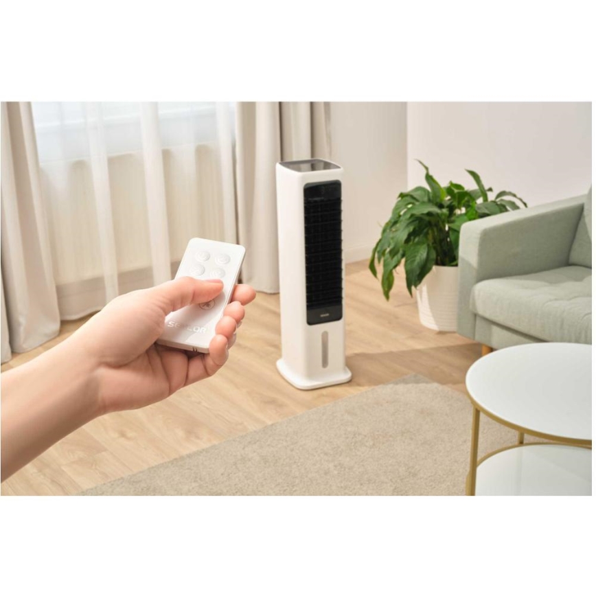 Sencor - Смарт мобилен охладител за въздух 60W/230V Wi-Fi бял + дистанционно управление