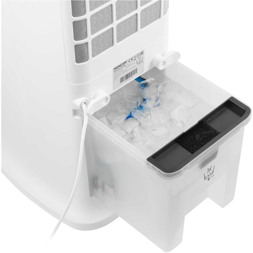 Sencor - Смарт мобилен охладител за въздух 60W/230V Wi-Fi бял + дистанционно управление