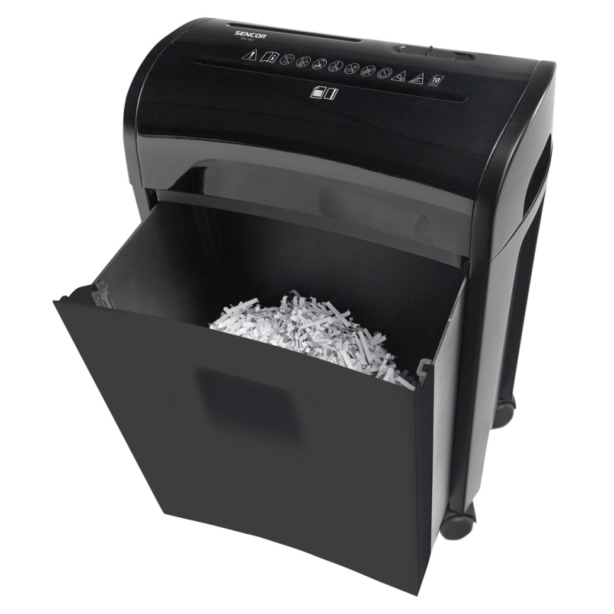 Sencor - Шредер за CD и хартия A4 обем 14л 230V черен