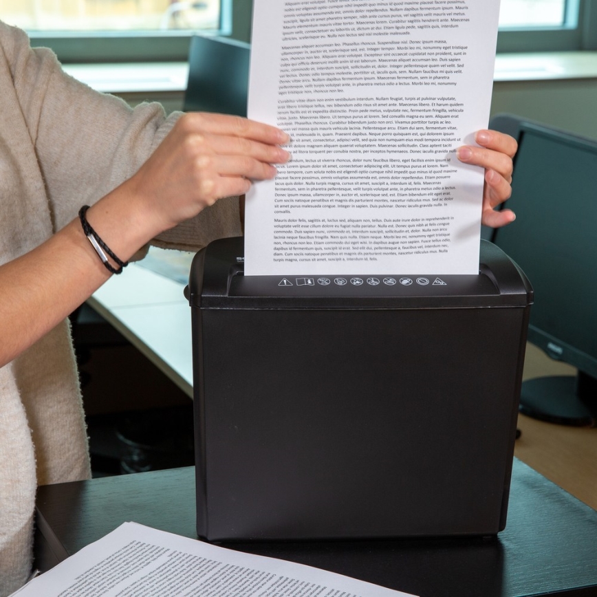 Sencor - Шредер за хартия A4 обем 7л 230V черен