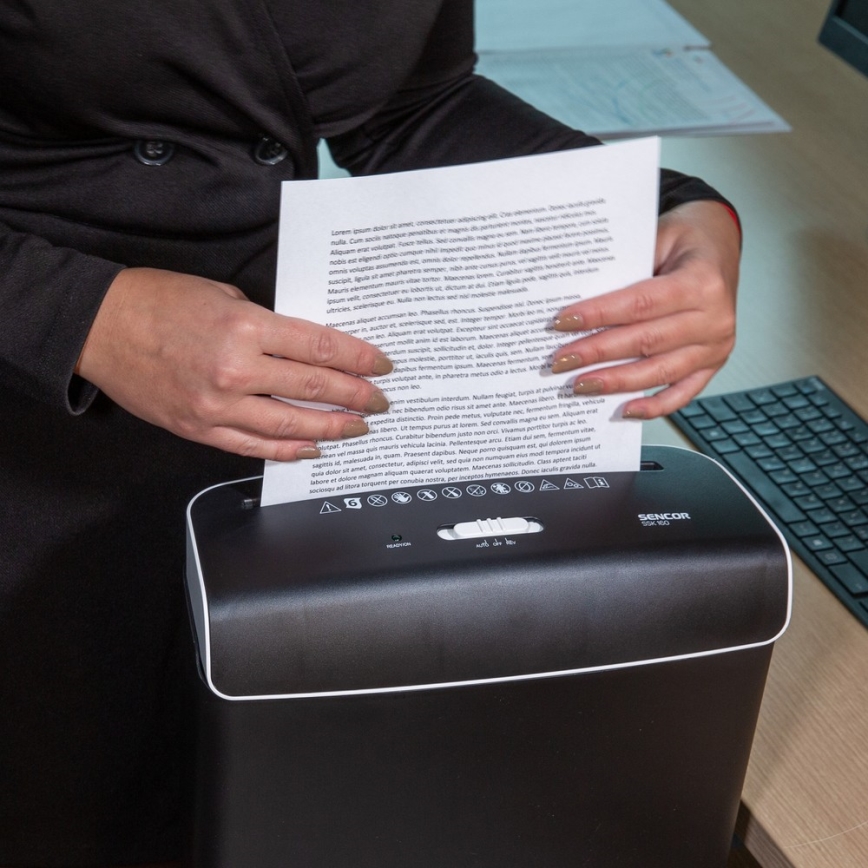 Sencor - Шредер за хартия A4 обем 7л 230V черен