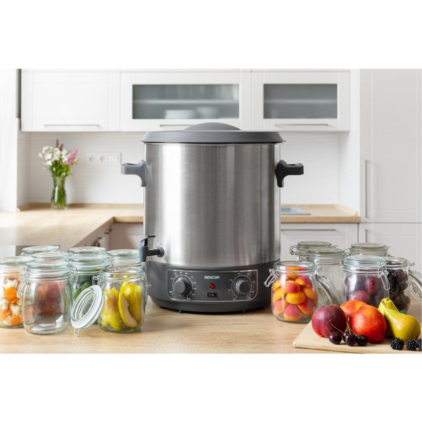Sencor - Тенджера за консервиране 27 л 1800W/230V неръждаема стомана/сива