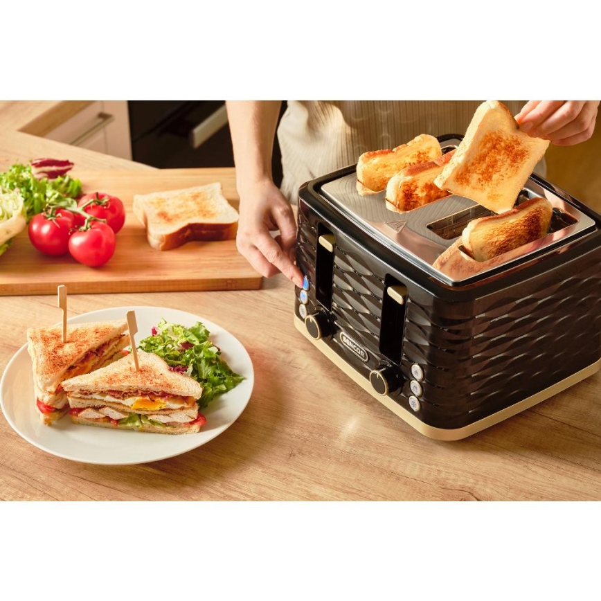 Sencor - Тостер с четири отвора 1600W/230V черен/бежов